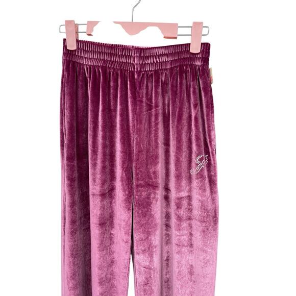NWT Victoria’s Secret Velour Shine Tracksuit Crop Hoodie Pants Pink Size S XS - Picture 3 of 12